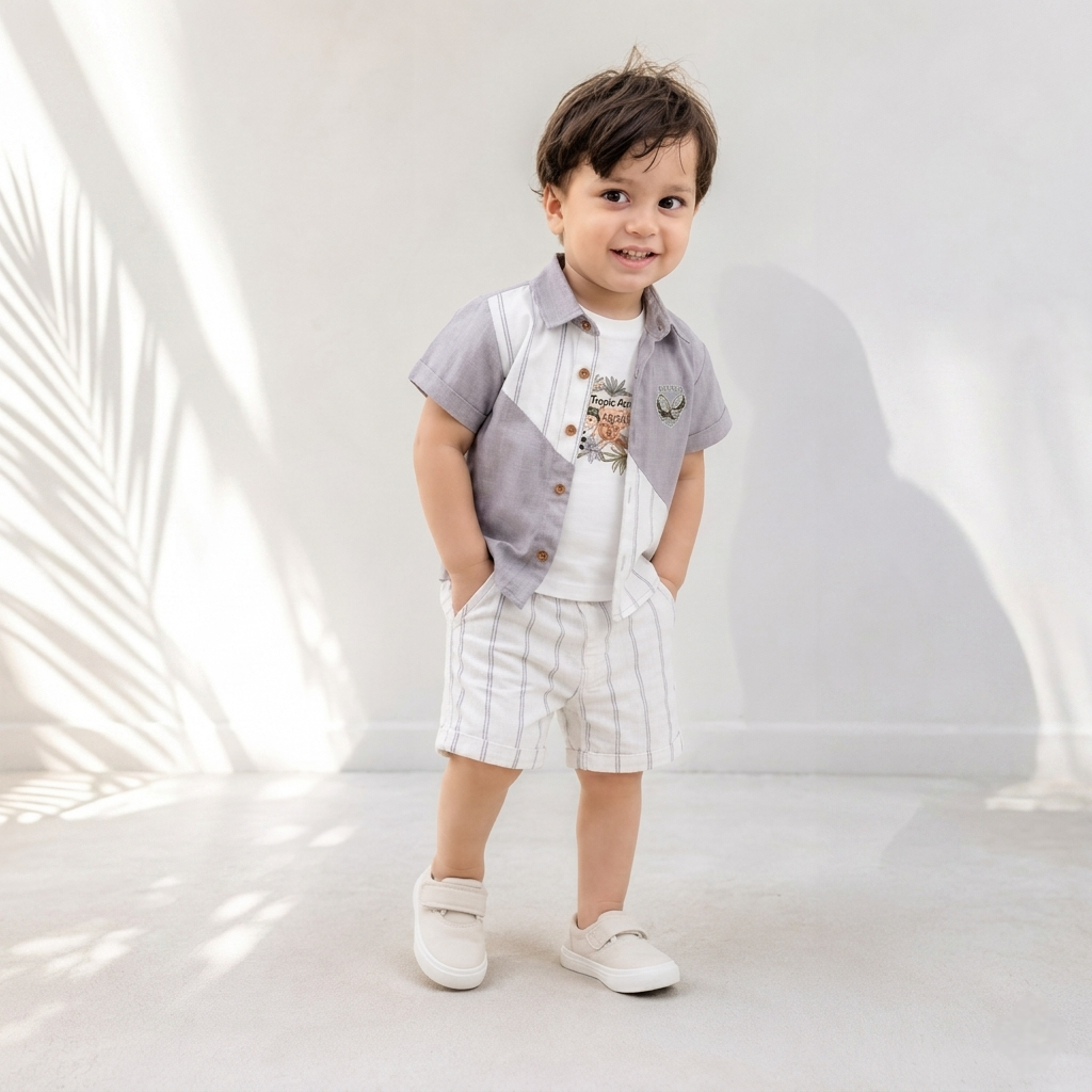 ✨ طقم صيفي راقي للأولاد الصغار 👶💙