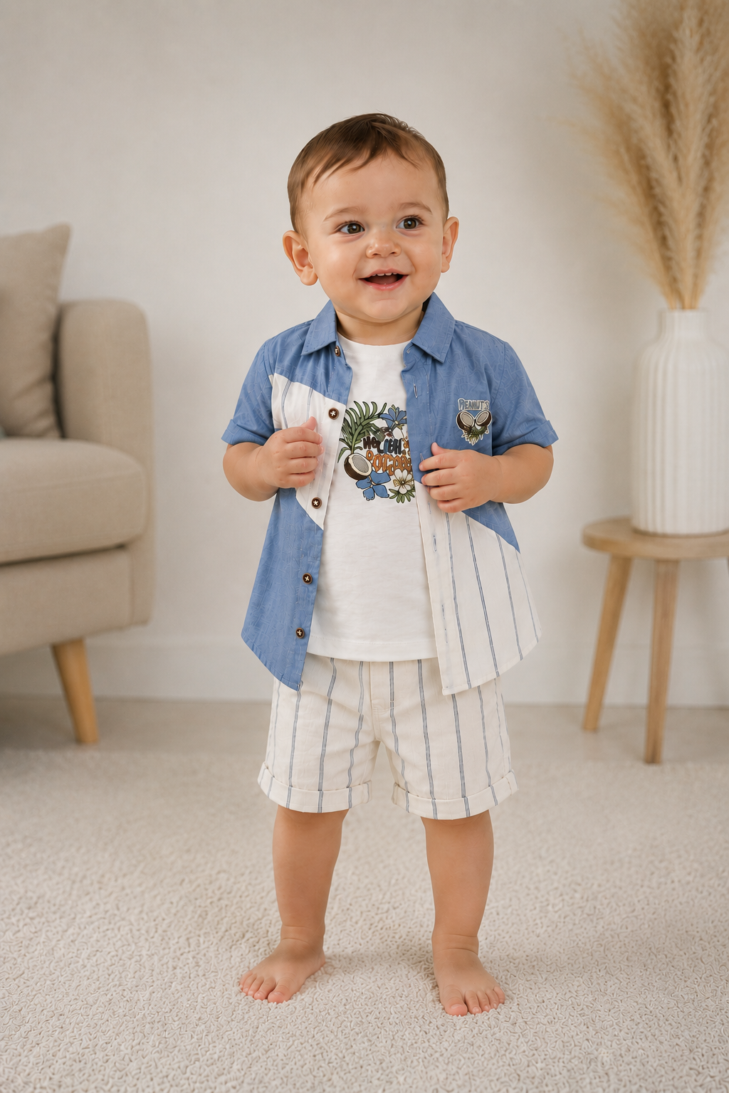 ✨ طقم صيفي راقي للأولاد الصغار 👶💙
