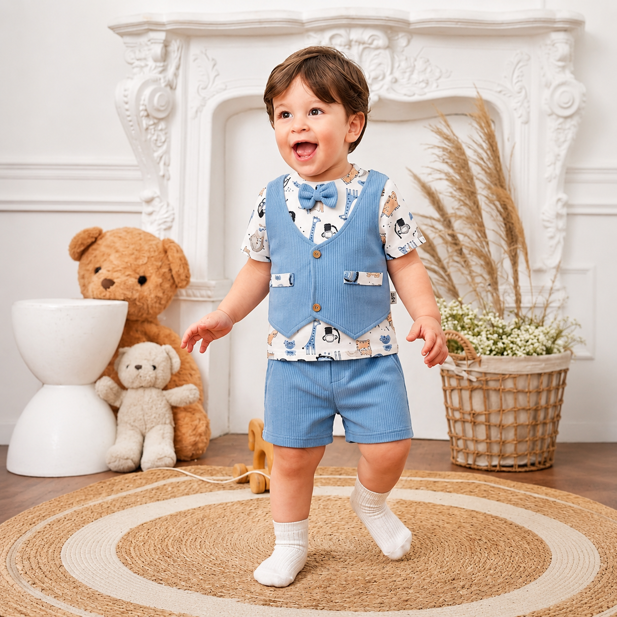 ✨ طقم صيفي راقي للأولاد الصغار 👶💙