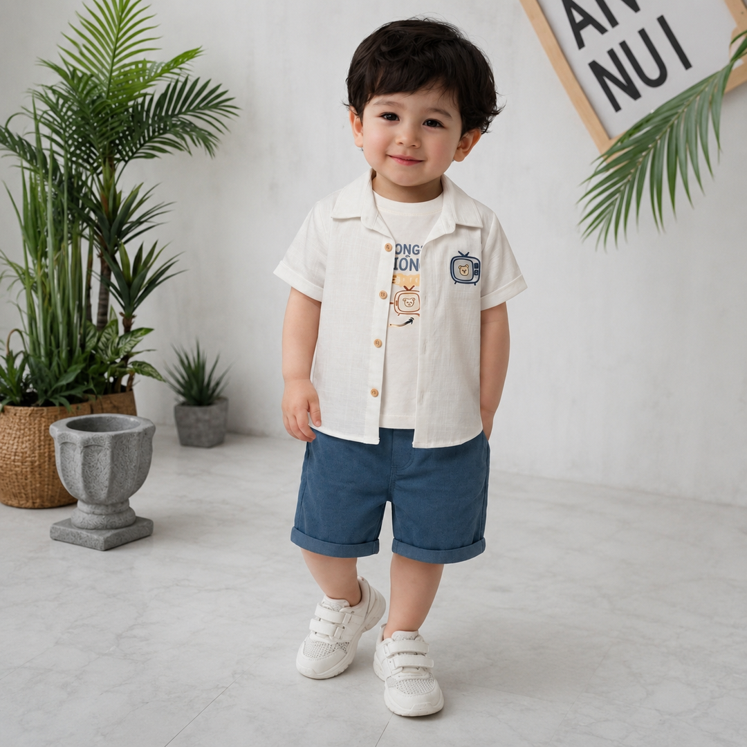 ✨ طقم صيفي راقي للأولاد الصغار 👶💙