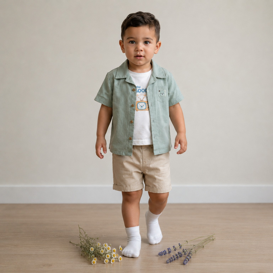 ✨ طقم صيفي راقي للأولاد الصغار 👶💙