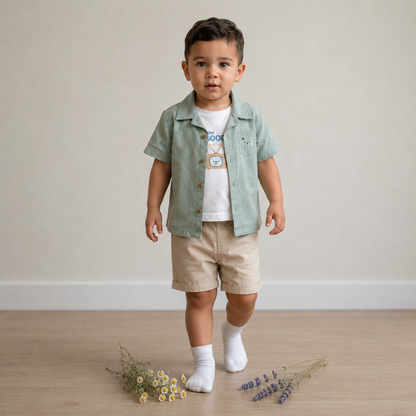 ✨ طقم صيفي راقي للأولاد الصغار 👶💙